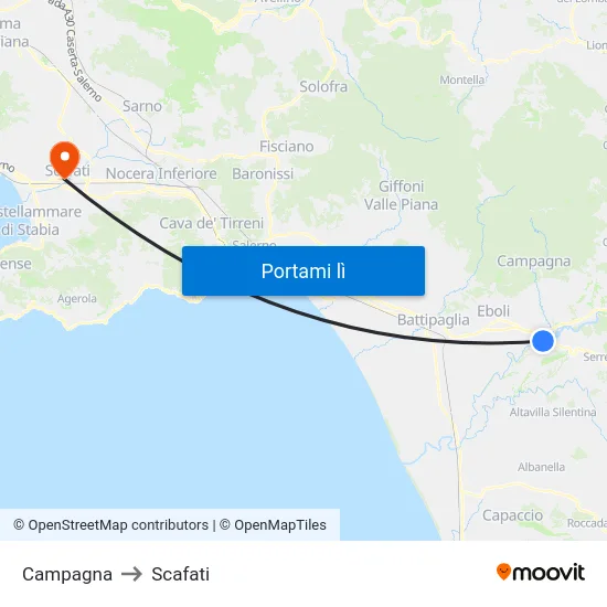 Campagna to Scafati map