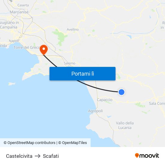 Castelcivita to Scafati map