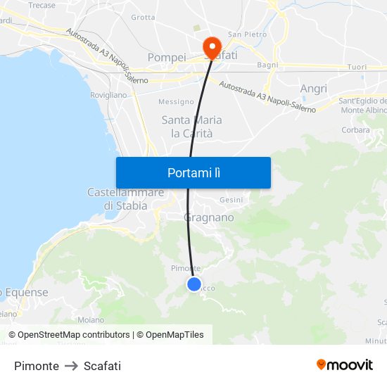 Pimonte to Scafati map