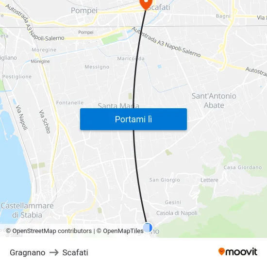 Gragnano to Scafati map