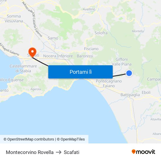 Montecorvino Rovella to Scafati map