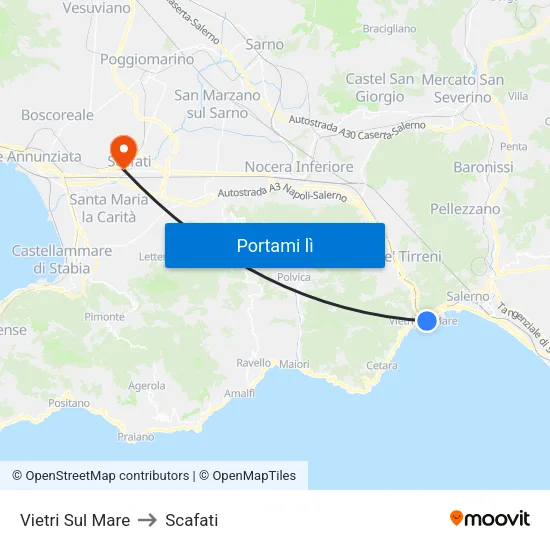 Vietri Sul Mare to Scafati map