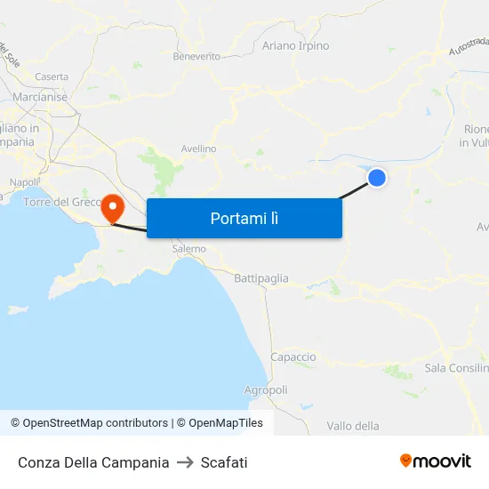 Conza Della Campania to Scafati map