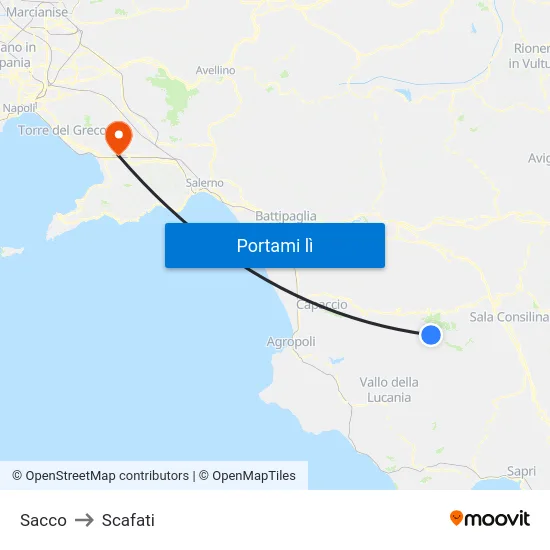 Sacco to Scafati map