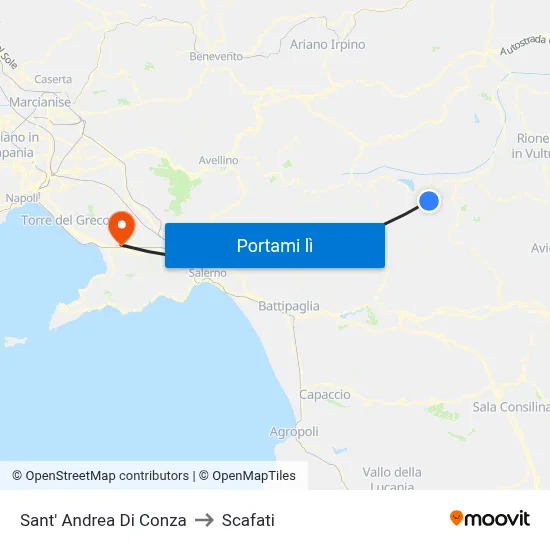 Sant' Andrea Di Conza to Scafati map