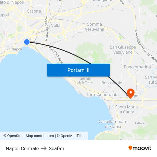 Napoli Centrale to Scafati map