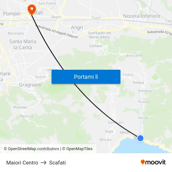 Maiori Centro to Scafati map