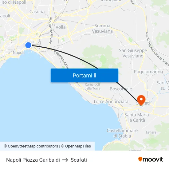 Napoli Piazza Garibaldi to Scafati map