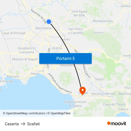 Caserta to Scafati map
