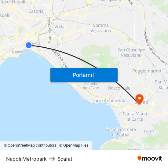 Napoli Metropark to Scafati map