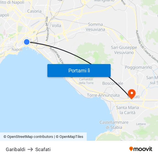 Garibaldi to Scafati map