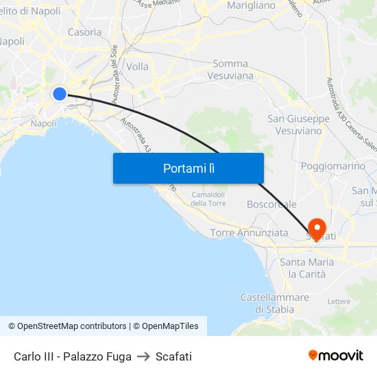 Carlo III - Palazzo Fuga to Scafati map