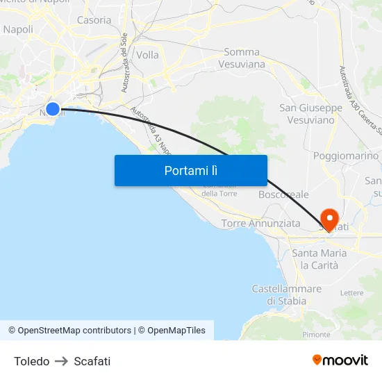 Toledo to Scafati map