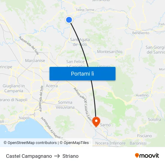 Castel Campagnano to Striano map