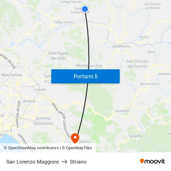 San Lorenzo Maggiore to Striano map