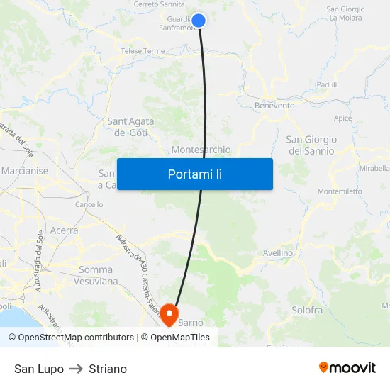 San Lupo to Striano map