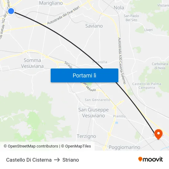 Castello Di Cisterna to Striano map