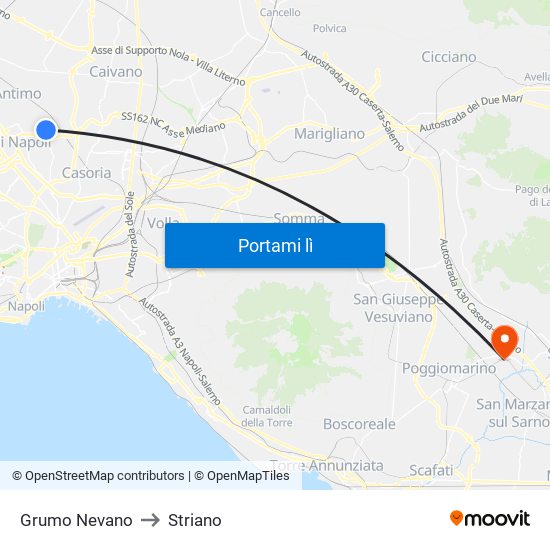 Grumo Nevano to Striano map