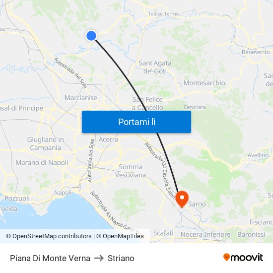 Piana Di Monte Verna to Striano map