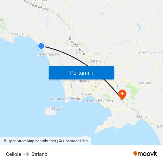 Cellole to Striano map