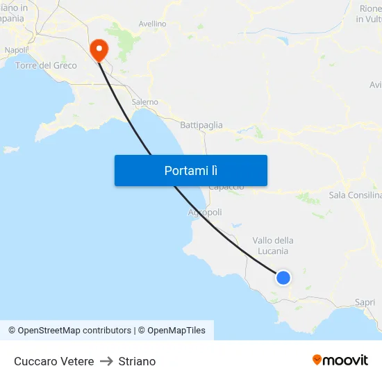 Cuccaro Vetere to Striano map