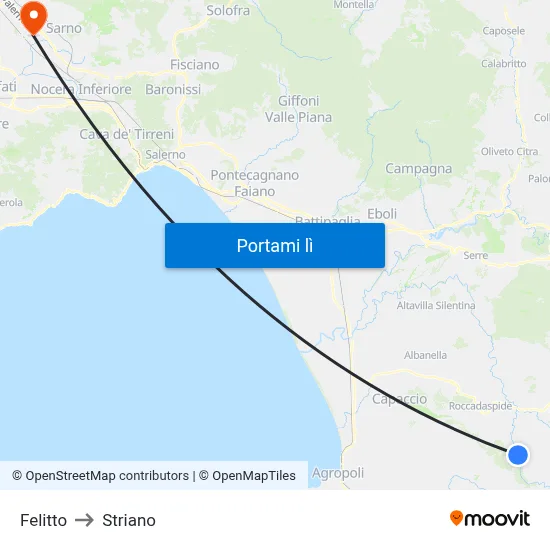 Felitto to Striano map