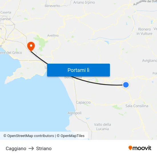 Caggiano to Striano map
