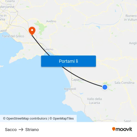 Sacco to Striano map