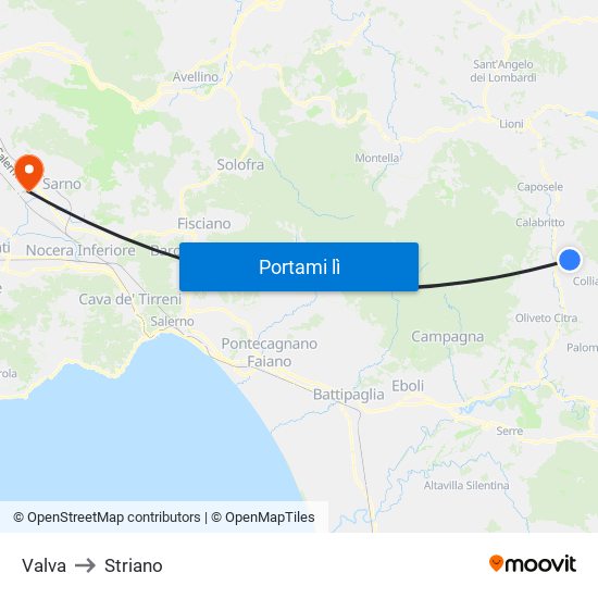 Valva to Striano map
