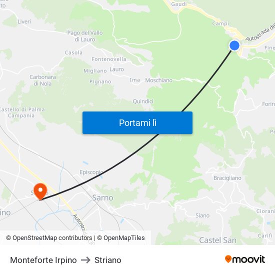 Monteforte Irpino to Striano map