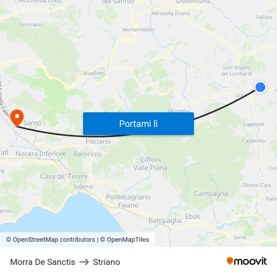 Morra De Sanctis to Striano map