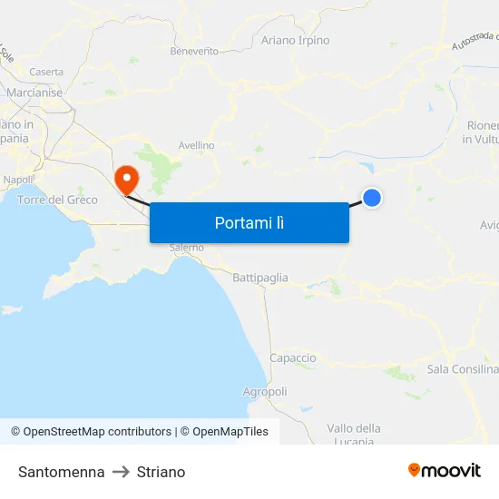 Santomenna to Striano map