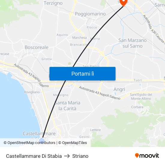 Castellammare Di Stabia to Striano map