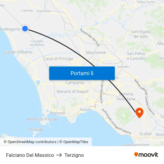 Falciano Del Massico to Terzigno map