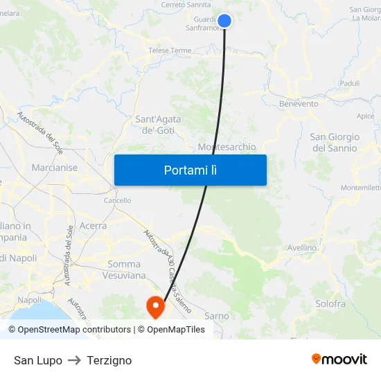San Lupo to Terzigno map
