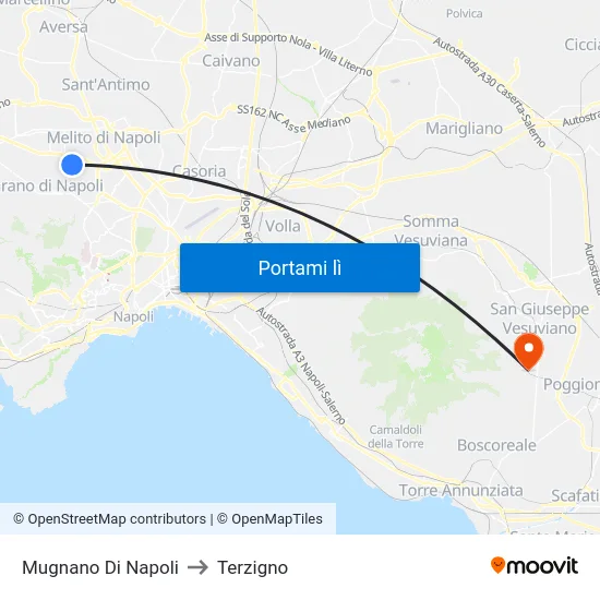 Mugnano Di Napoli to Terzigno map