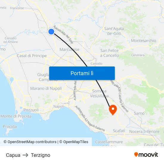 Capua to Terzigno map