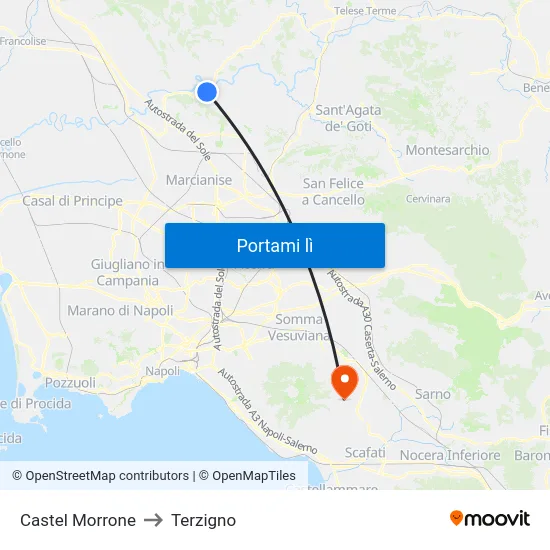 Castel Morrone to Terzigno map