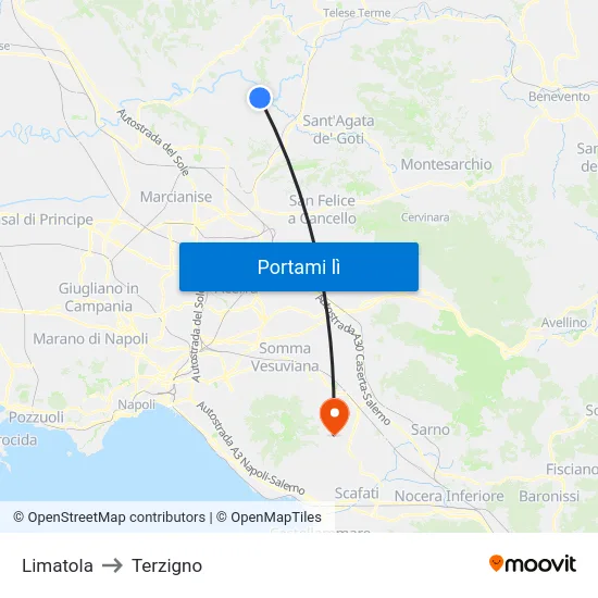 Limatola to Terzigno map