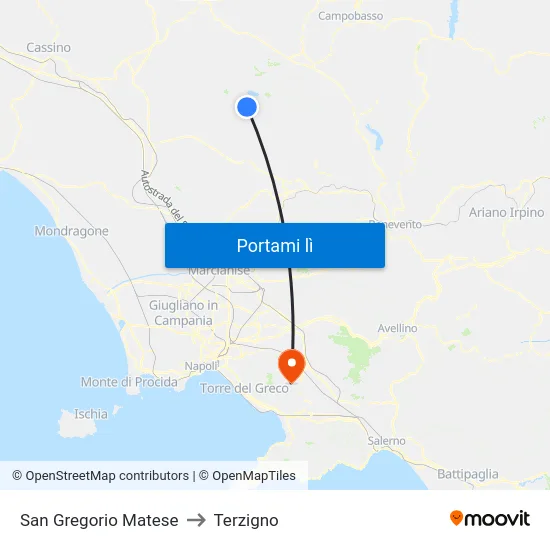 San Gregorio Matese to Terzigno map