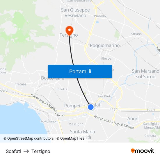 Scafati to Terzigno map