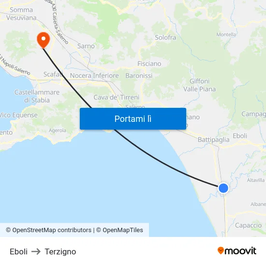 Eboli to Terzigno map