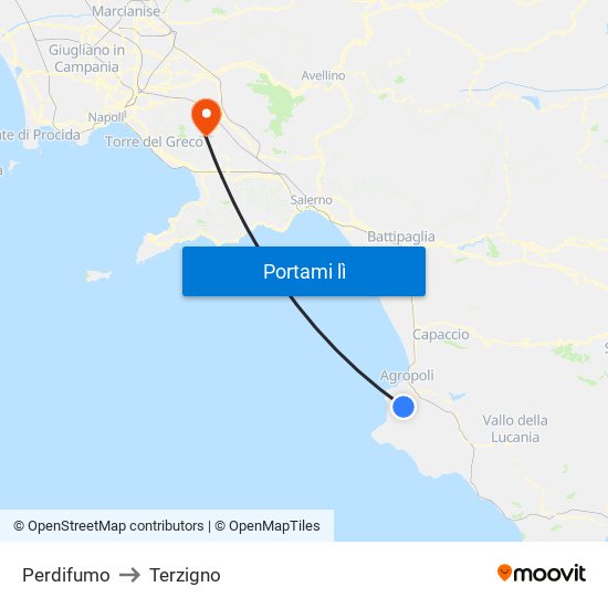 Perdifumo to Terzigno map