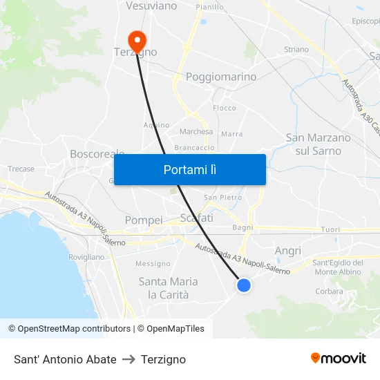 Sant' Antonio Abate to Terzigno map