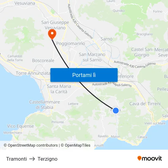 Tramonti to Terzigno map