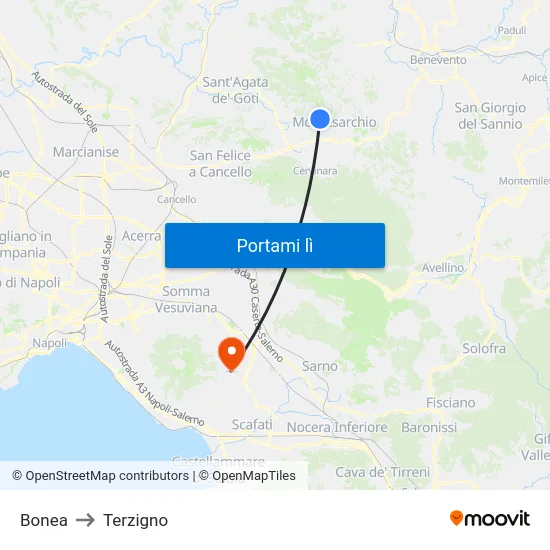 Bonea to Terzigno map