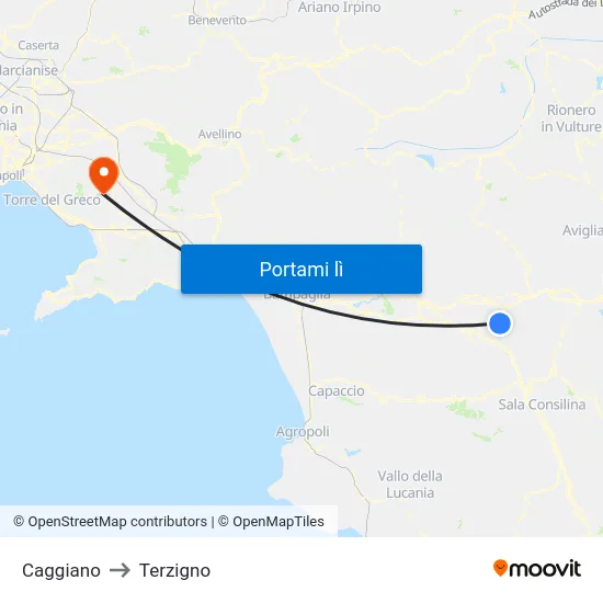 Caggiano to Terzigno map