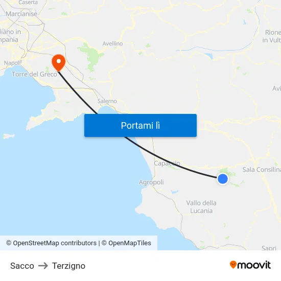 Sacco to Terzigno map