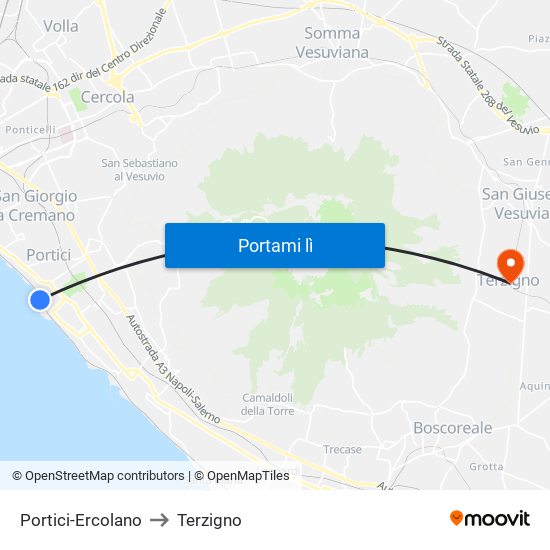 Portici-Ercolano to Terzigno map