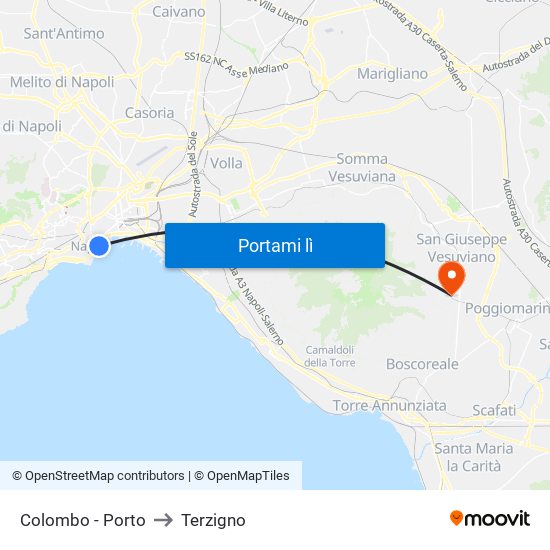 Colombo - Porto to Terzigno map